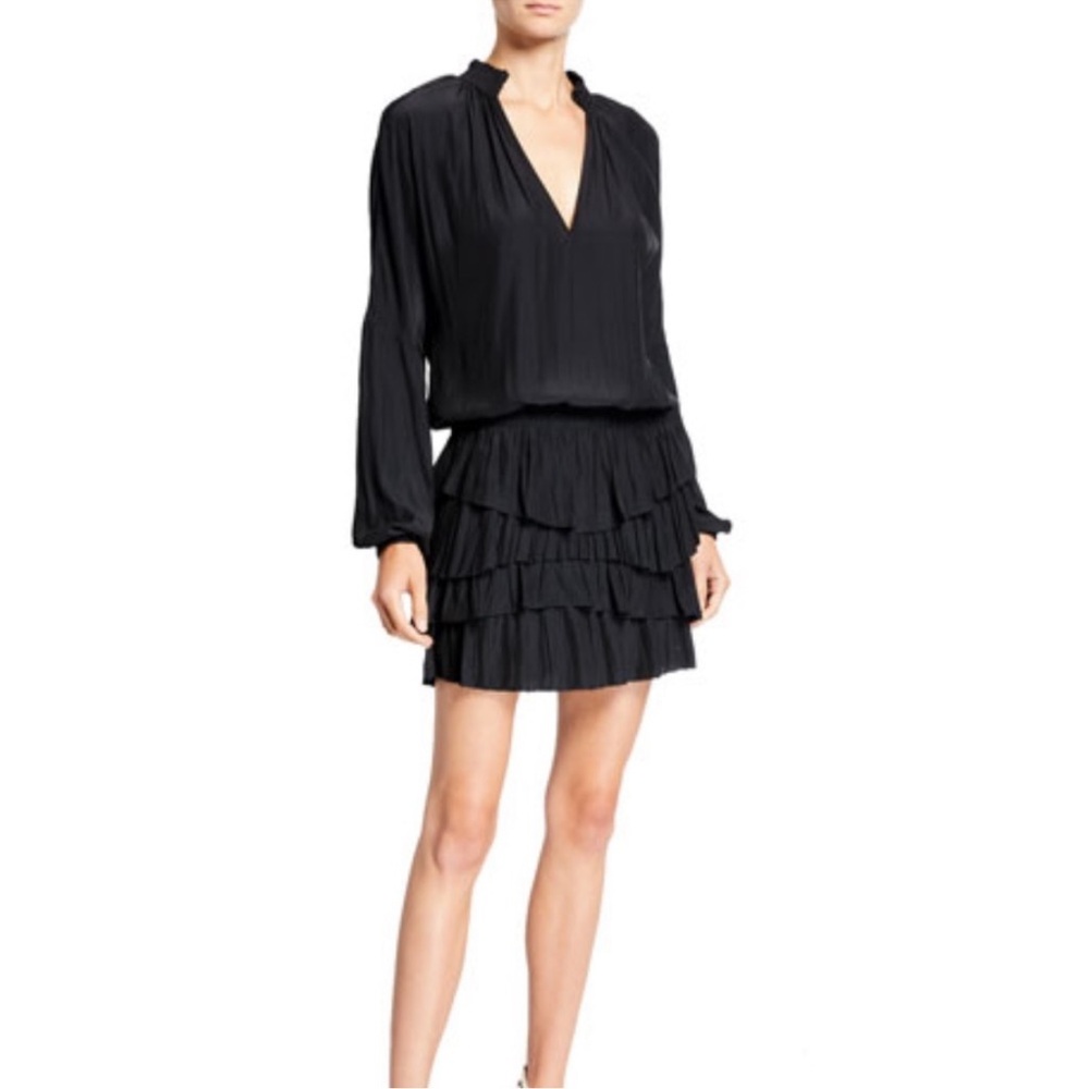 Ramy Brook Juno ruffle Dress Black Size S